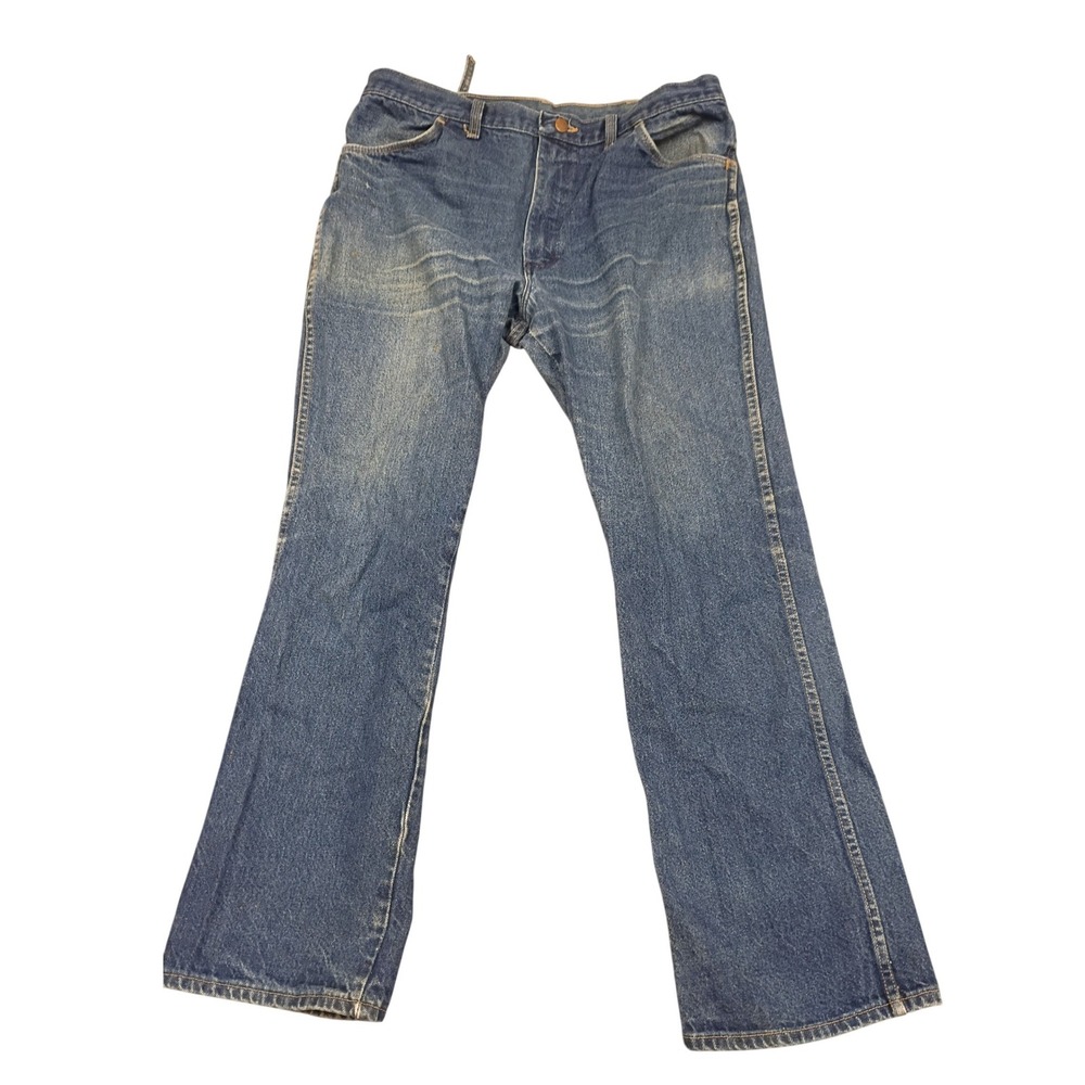 Rustler Vintage Jeans Mens 38x32 Blue Straight Leg Made in USA Distressed